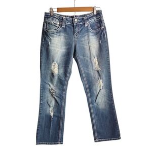 ZCO Jeans Womens Denim Cropped Jeans Pants Blue Distressed Size 9